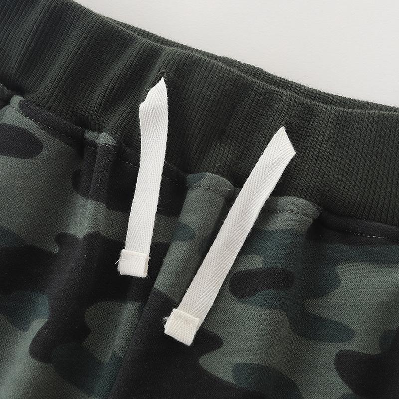 2024 New Summer Children Long Pants Knitted Cotton Boys Sports Trousers for Baby Camouflage Casual Lace-up Sweatpants