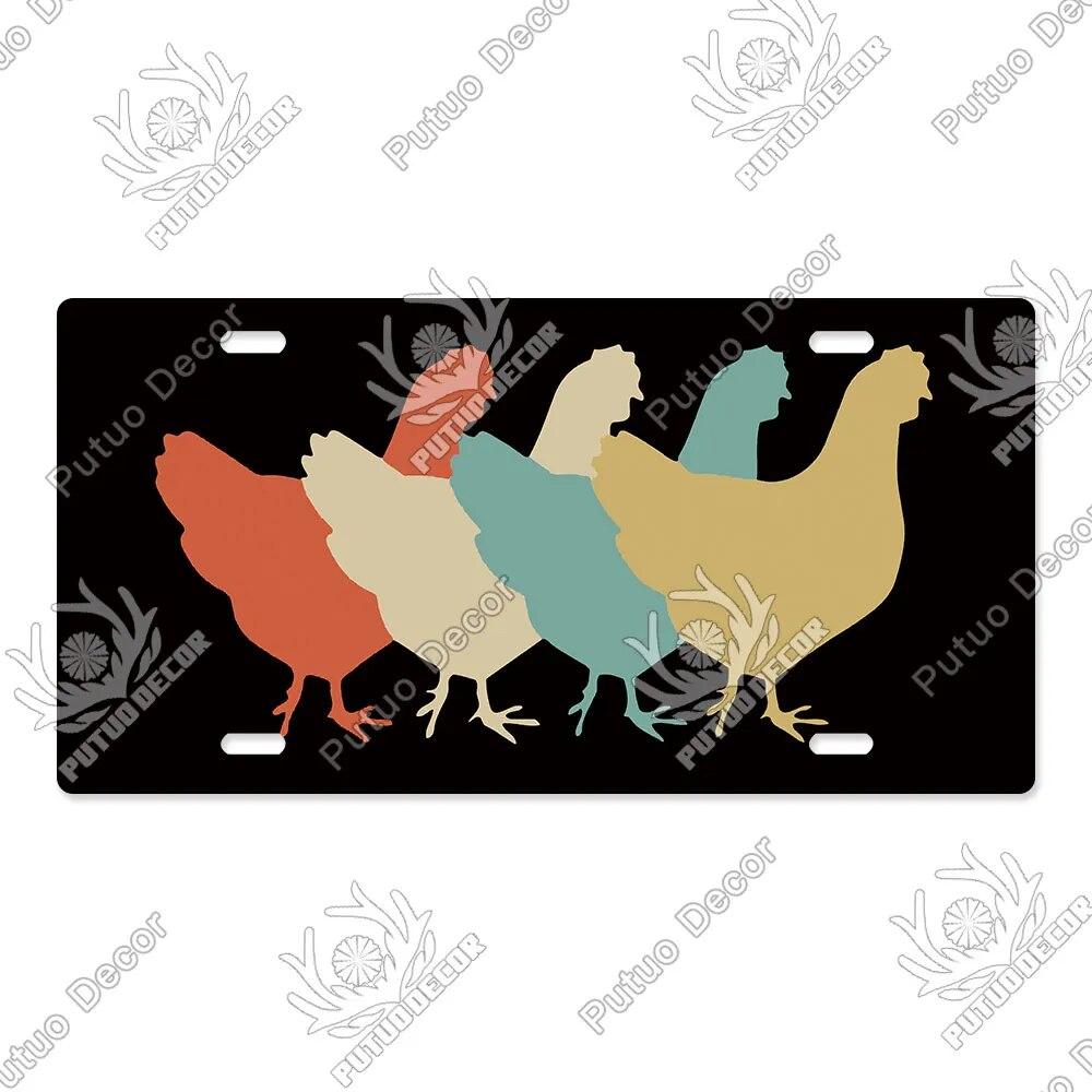 

Putuo Декор Куриные Лицензионные Таблички Металлическая Знак Табличка Металлическое Винтажное Украшение для Двери Курятника Сельского Дома Домашнего Настенного Декора 5.9x11.8inch