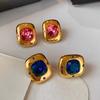 Vintage Red Crystal Rhinestone Stud Earrings For Woman 2026 New Trend Geometric Earrings Wedding Jewelry Party Gift