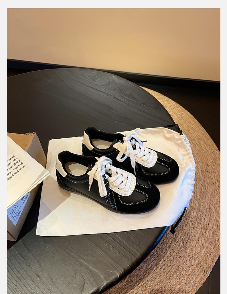 Spot version~ Retro inner height-increasing German training shoes women's autumn lace-up color matching flat-bottomed sports and leisure board shoes