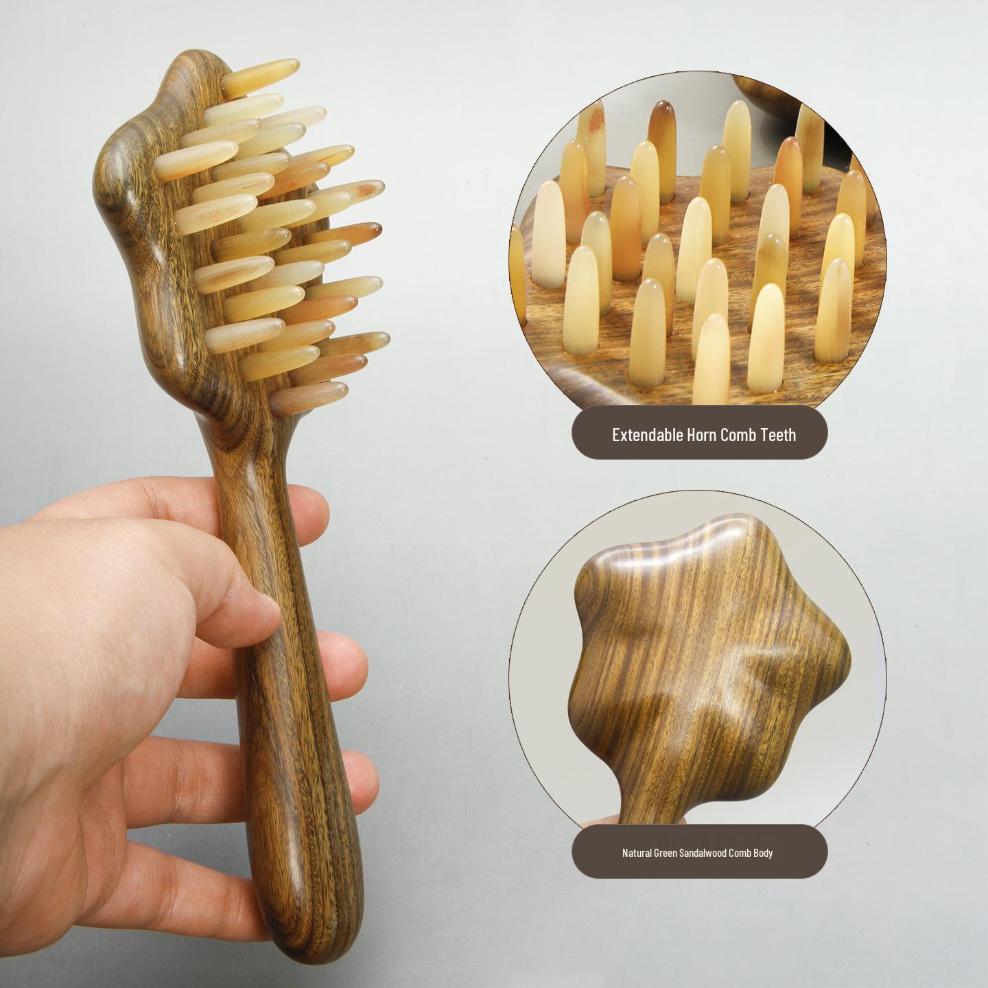 Star-Shaped Green Sandalwood Scalp Massage Comb