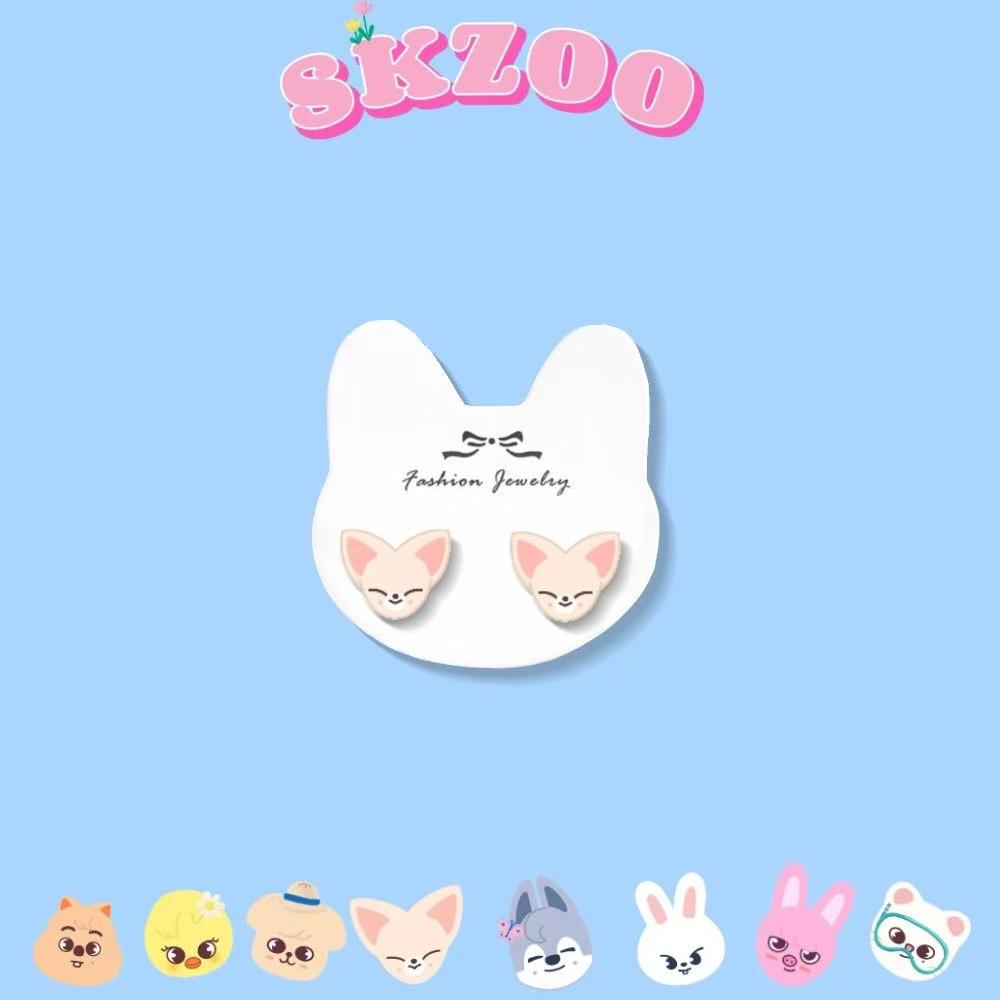 Skzoo auf Lager Stray Kids Skzoo Cartoon Ohrringe 925 Silber Hypoallergen Ohrstecker Mode Kpop Merch