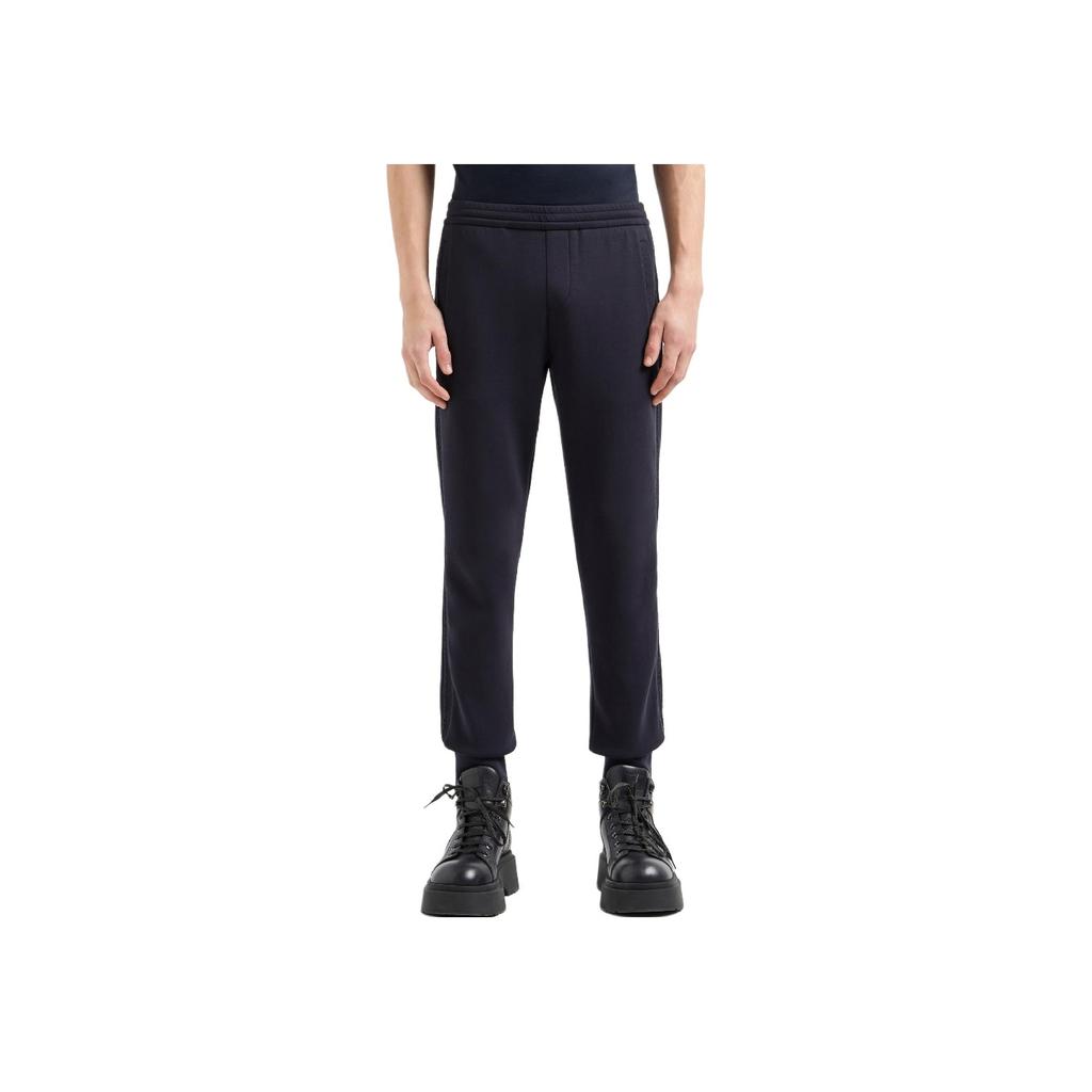 Emporio Armani Solid Color Elastic Waistband Tapered Knit Joggers Men Bottoms Navy-Blue 6D1PK3-1JHSZ-0920