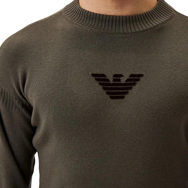 EMPORIO ARMANI Logo Flocked Crewneck Knitted Jumper EM0005-15AF1-2177