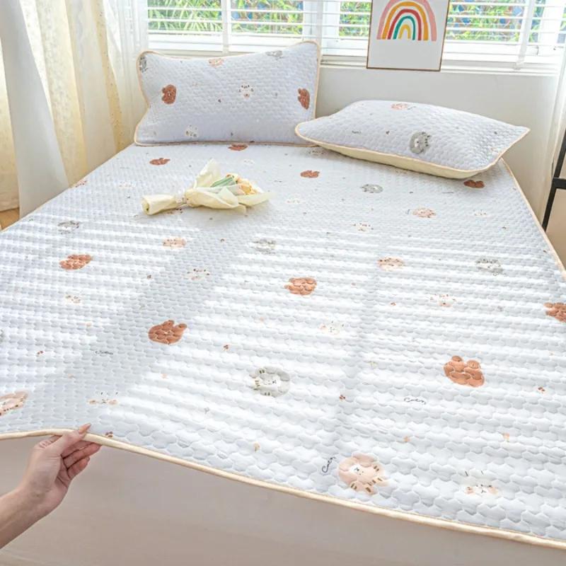 Ice silk mat cool mattress protective cover 3-piece set machine washable cool air conditioner seat