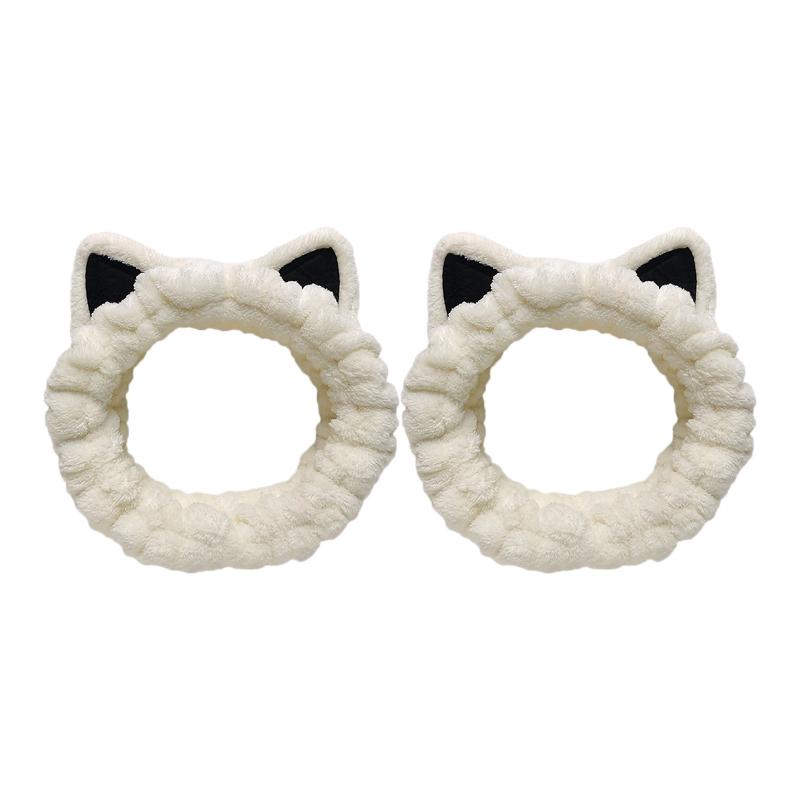 Cute Cartoon Cat Ears Face Wash Headband for Women with High Elasticity Hairband Accessories