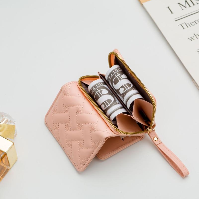 Versatile Women's Short Embroidered Wallet Zipper Buckle Large Capacity Trifold Card Bag Fashion Simple Multi Card Slots Wallet