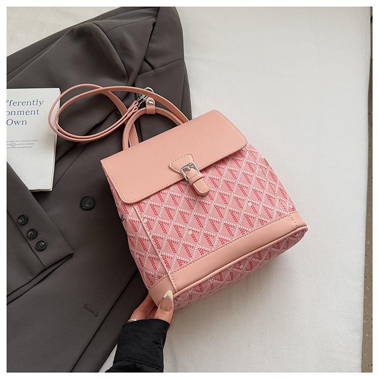 Fashion Printed Backpack Bag Women's 2025 New Niche Design Travel Backpack Retro Contrasting Color Messenger Bag