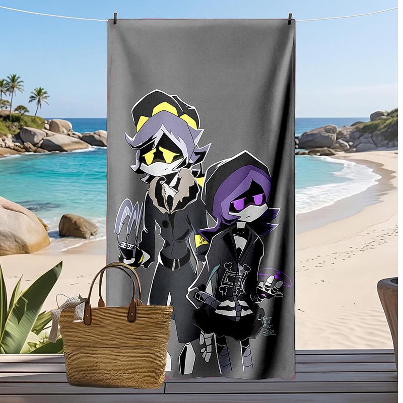 Murder Drones Printed Quick Dry Beach Towel Super Absorbent Soft Lightweight Bath Towel for Pool Summer Travel