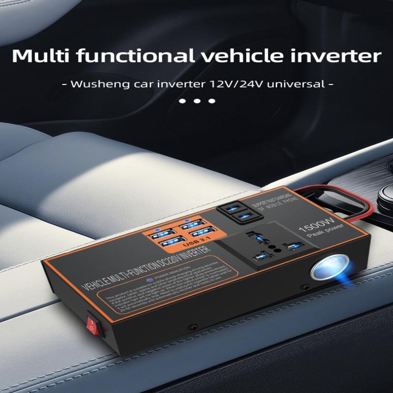 Car Inverter Dc12V/24V To 220V Quick Charging Cigar Lighter Socket Power Adapter Converter Usb Fast Charging Vehicles Inverter