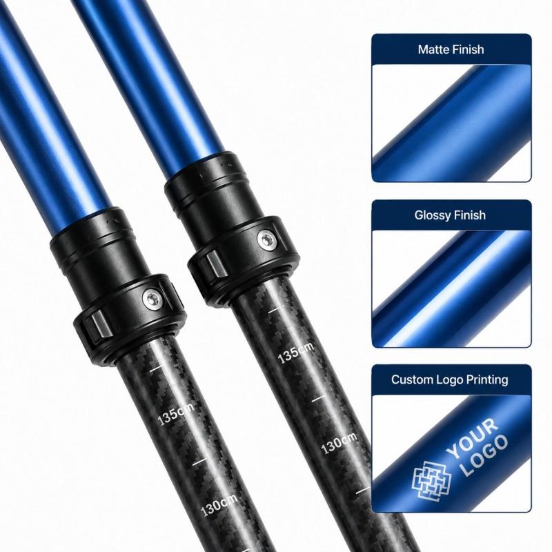 Zeroring Ski Touring Pole Set Aluminum Carbon Adjustable Snow Poles With Extra Baskets and Carry Bag