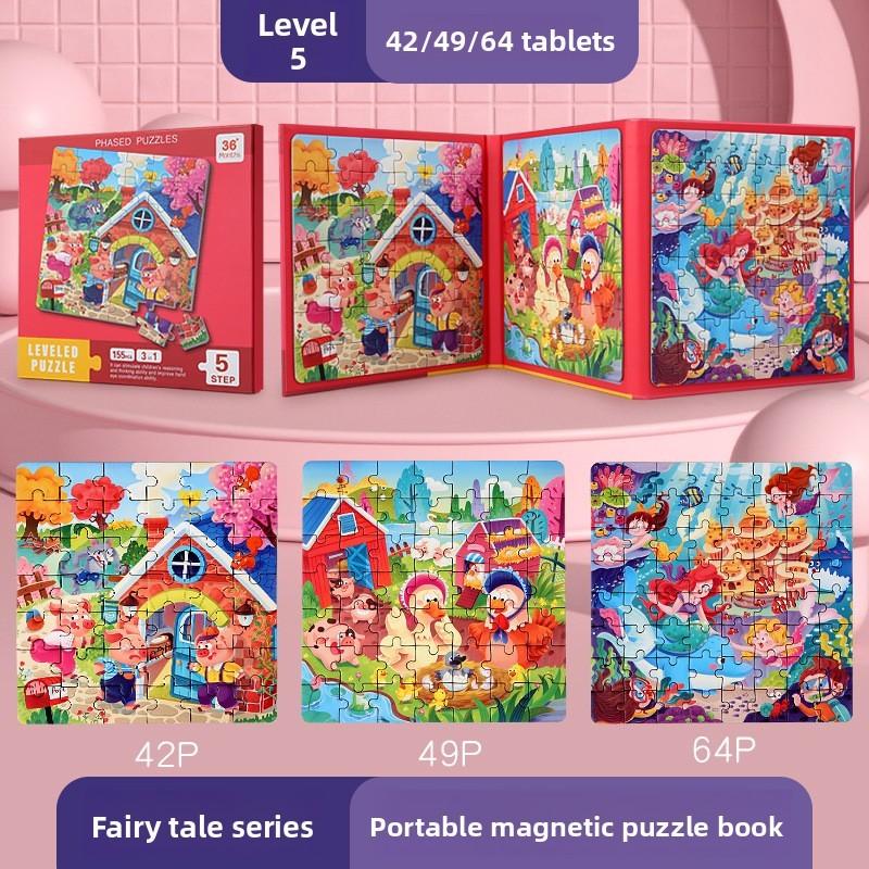 Kids Magnetic Foldable Puzzle Book With Animal Traffic Scenes For Learning Early