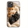 Kitten Tempered Glass Case For iPhone 17 16 Plus 15 Pro 13 14 12 Anti Scratch Raised Camera Lens Protection Cellphone Shell