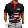 Men's Short Sleeve Polo Shirt Halloween Flag Print Casual Button Down Collar Top Lightweight Breathable Fabric Summer Wear