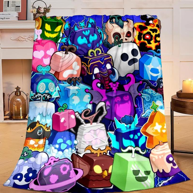 1PC Colorful Cube Creatures Flannel Blanket Gift, Suitable for Both Men And Women, Soft Ideal for Beds And Sofa, Birthday Or Christmas Gift