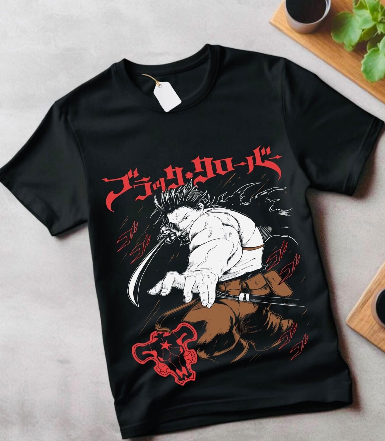 

Asta Yuno T-Shirt Mens Womens Tees Top Black Clover Top Anime Manga Girl Gifts Black Shirt gift 2XL