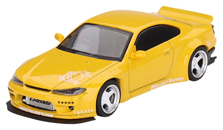 TrueScale Miniatures MINI GT 1/64 Rocket Bunny Nissan Silvia (S15) Yellow Right-Hand Drive Finished Product