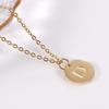 18K Gold Stainless Steel Minimalist Letter Necklace with 26 Round Pendant Options