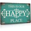 Putuo Decor Porch Sign Metal Wall Sign Porch Decor for Home Bar Farmhouse This is Our Happy Place Wall Art for Front Door Decor
