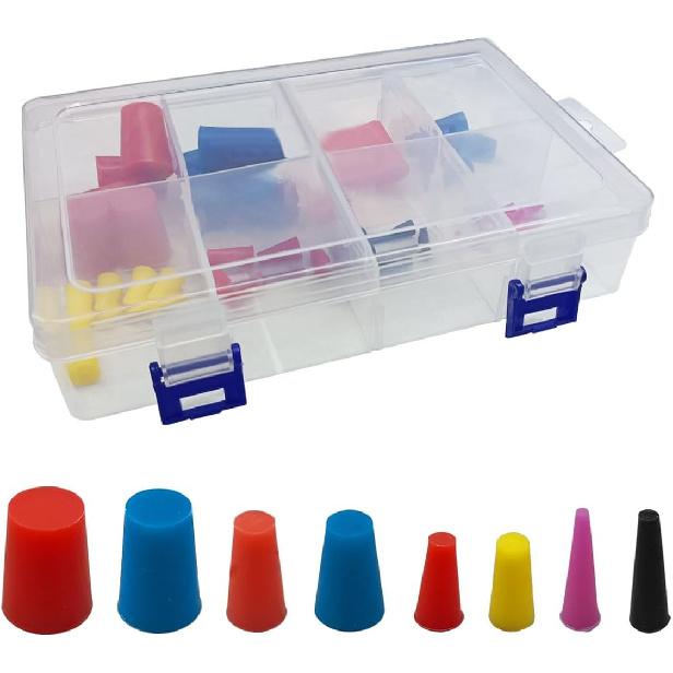 40 ST Högtemperatur 1/16" till 3/4" Koniskt pluggkit i silikongummi, 8 storlekar Koniska proppar, Flexibla & Återanvändbara Pulverlackeringsmaterial för