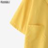 ZANZEA Women Summer Turn Down Collar Loose 3/4 Sleeve Cardigan Blouse