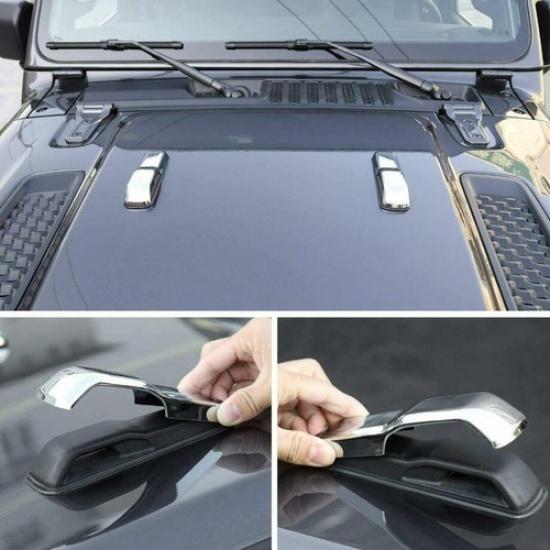 For - Jeep Gladiator JT ABS Chrome Front Engine Hood Decor Trim Cover 2P