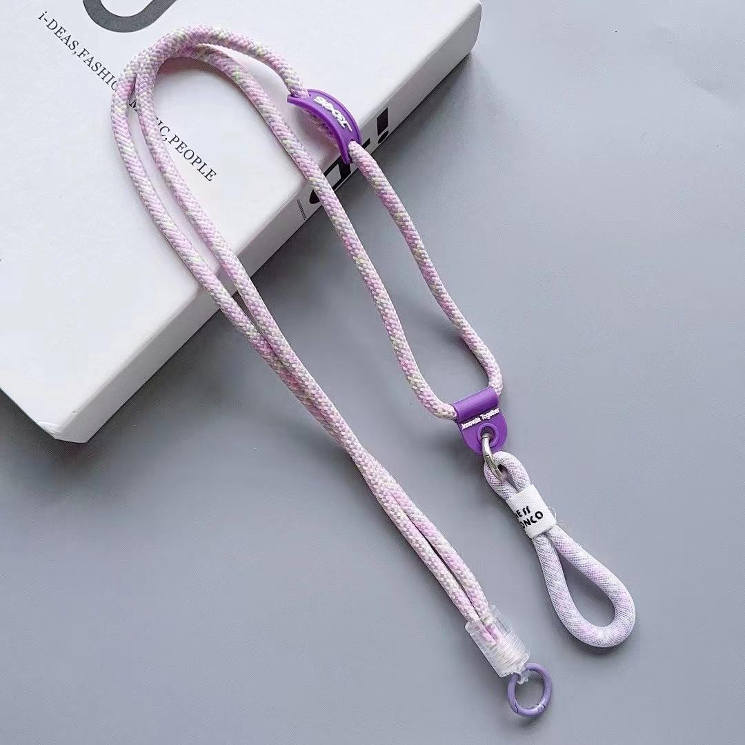 

Nylon Phone Lanyard 120cm Crossbody Phone Strap 2-in-1 Short Lanyard with Tether Tab Colorful Purple