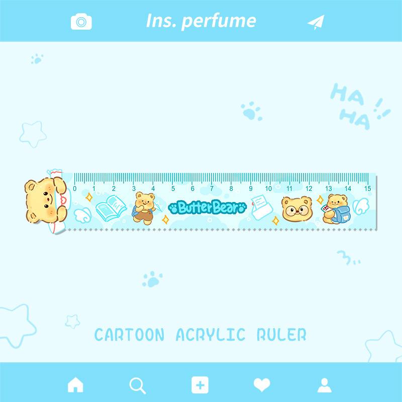 

Креативная линейка «Медвежонок с маслом», милая мультяшная 15 см прямая линейка, волнистые линии, акриловые инструменты для рисования, школьные канцелярские товары, офисные принадлежности