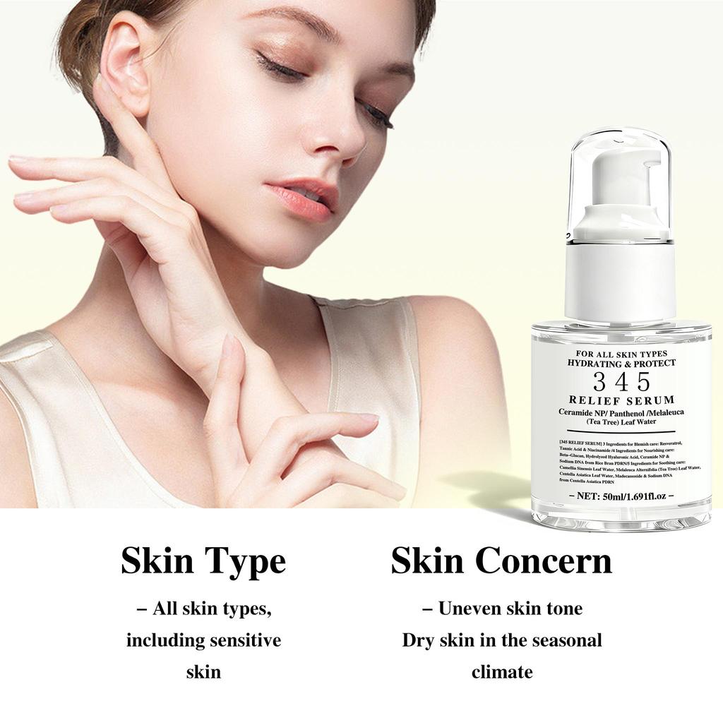 345 Relief Serum-Soothes And Improves Skin Texture-Suitable For Skin Prone To Acne-Improvement Uneven Skin Tone, Dullness-50ml