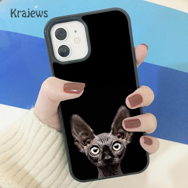 Krajews Animal Sphynx Hairless Cat Phone Case Cover For iPhone 14 5 SE 6s 7 8 Plus X XR XS 11 12 13 Pro Max Samsung S21 S22ultra