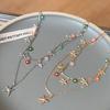 Bohemia Double Layer Daisy Clavicle Chain Necklace for Women Colorful Flower Starfish Pendant Metal Chain Choker Party Jewelry