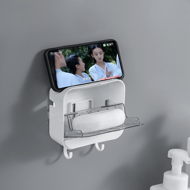 Waterproof Soap Box with Lid Drainage Soap Tray Wall Mounted Soap Holder Storage Rack Hanging Organizer Bathroom Accessories