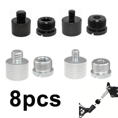 8 pièces/ensemble 1/4, 3/8 Mâle vers 5/8 Femelle Adaptateur Vis de Fixation pour Pied de Microphone Ensemble d'Adaptateurs de Filetage pour Pied de Micro