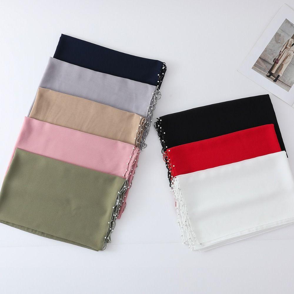 Pearls Wraps Shawl Chiffon Malaysia Headscarf Luxury Islamic Turban  Female