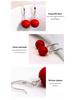 S925 Sterling Silver Purple Gold Cinnabar Dangle Earrings - Ancient Style Red Studs for Women