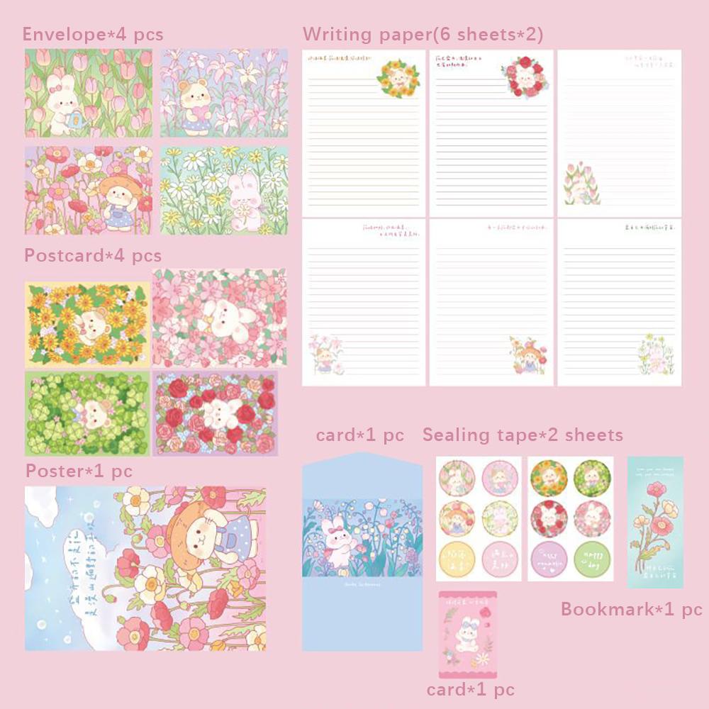 

Flower Sea Melody Series Hot Stamped Envelope Letter Set, High Beauty with Sealing Stickers and Bookmarks, Cute Cartoon Envelope