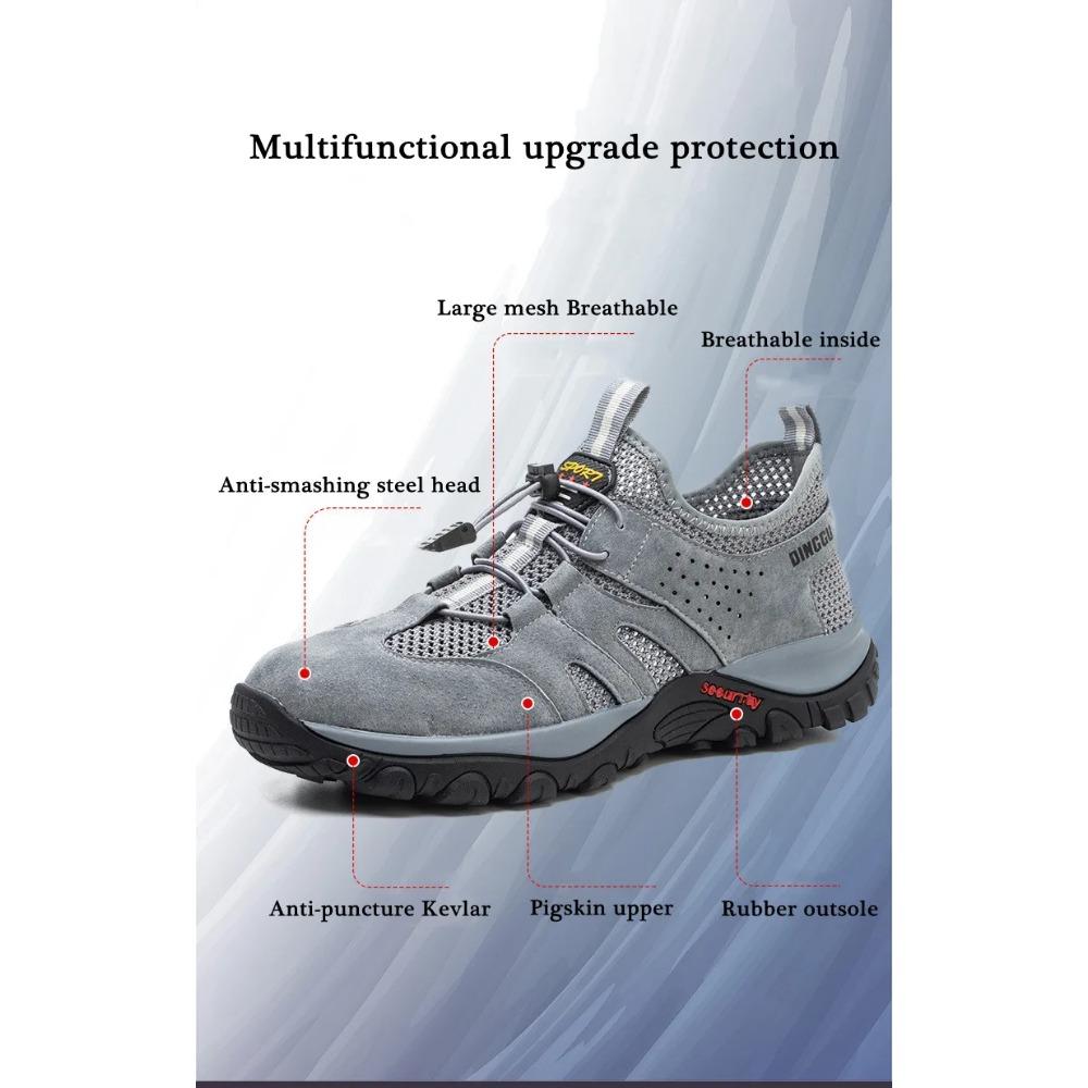 Atmungsaktive Sicherheitsschuhe für den Sommer, für Herren, unzerstörbare Sicherheitsstiefel mit Stahlkappe, durchtrittsicher, bequemer Schutz, Arbeitsschuh für den Außenbereich