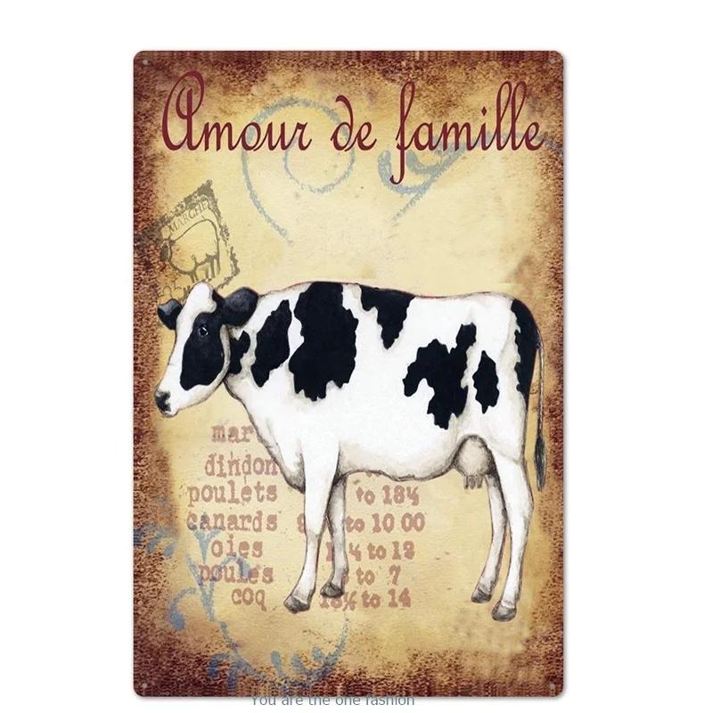 Metal Tin Signs Farm Cows Chicken Pig Sheep Structure Diagram Vintage Metal Sign Wall Decor For Farnhouse Market Tinplate Plaque