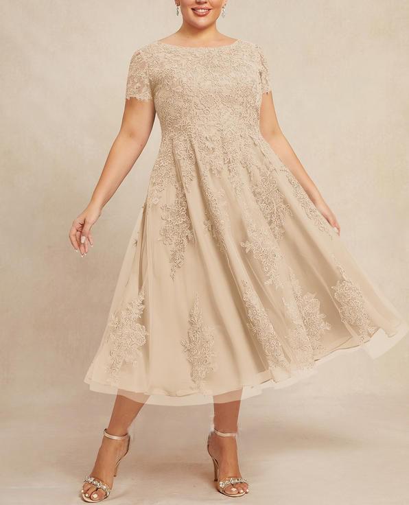 2026 Elegantes Spitzen-Patchwork-Abendkleid in Übergröße