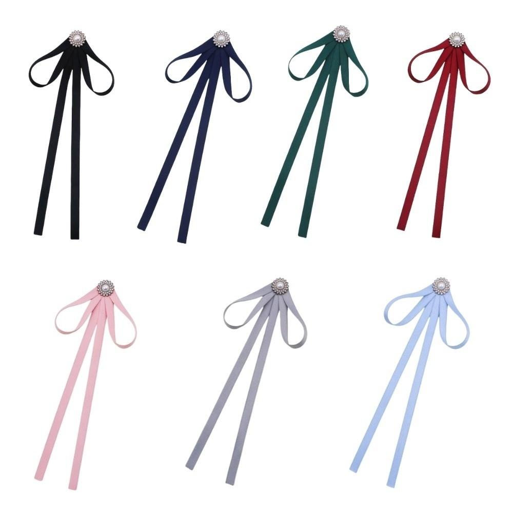 Rhinestone JK Bow Tie Imitation Pearl Cravat Elegant Ribbon Brooches  Student