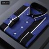 Men's Striped Shirts Formale Casual Printed Plaid Shirt Long Sleeve Slim Fit Botton Down Male Office Business Dress Shirt M-5XL