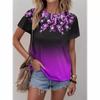 Summer New Flower 3D Printed Casual Round Neck Loose Women's Short Sleeved Top T-shirt