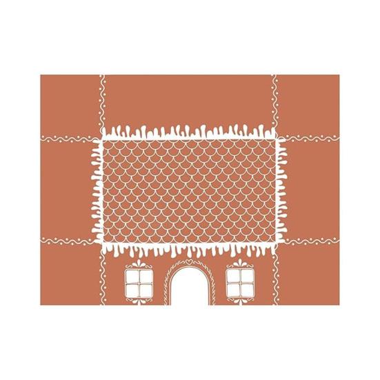 Gingerbread House Christmas Tablecloth Reusable Washable Gingerbread Playhouse Table Cover with Playful Cut-Out Windows for Dining Room Kitchen Party