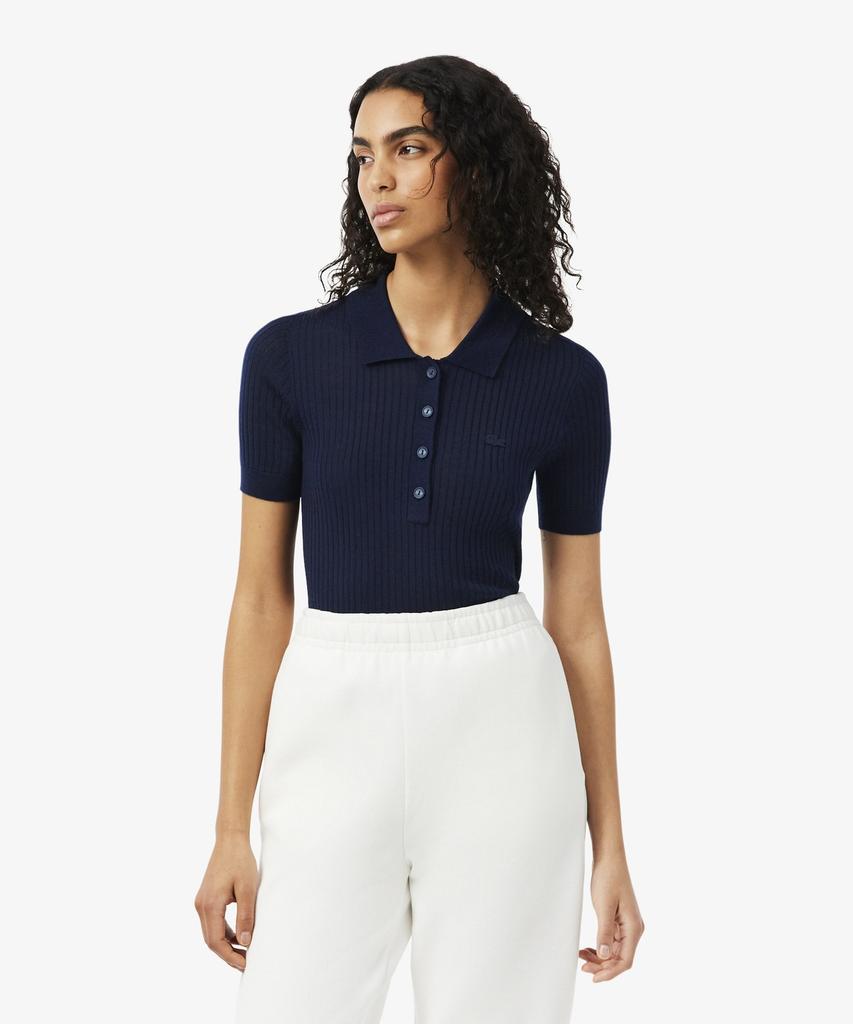 LACOSTE Women'S Fine Merino Wool Sweater Polo Shirt Af9984-56G 166