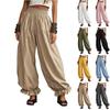 Damen Casual Laternenhose Hohe Taille Weiter Beinschnitt Rüschensaum Lockerer Schnitt Lange Hose Sommer Leicht Bequem Design