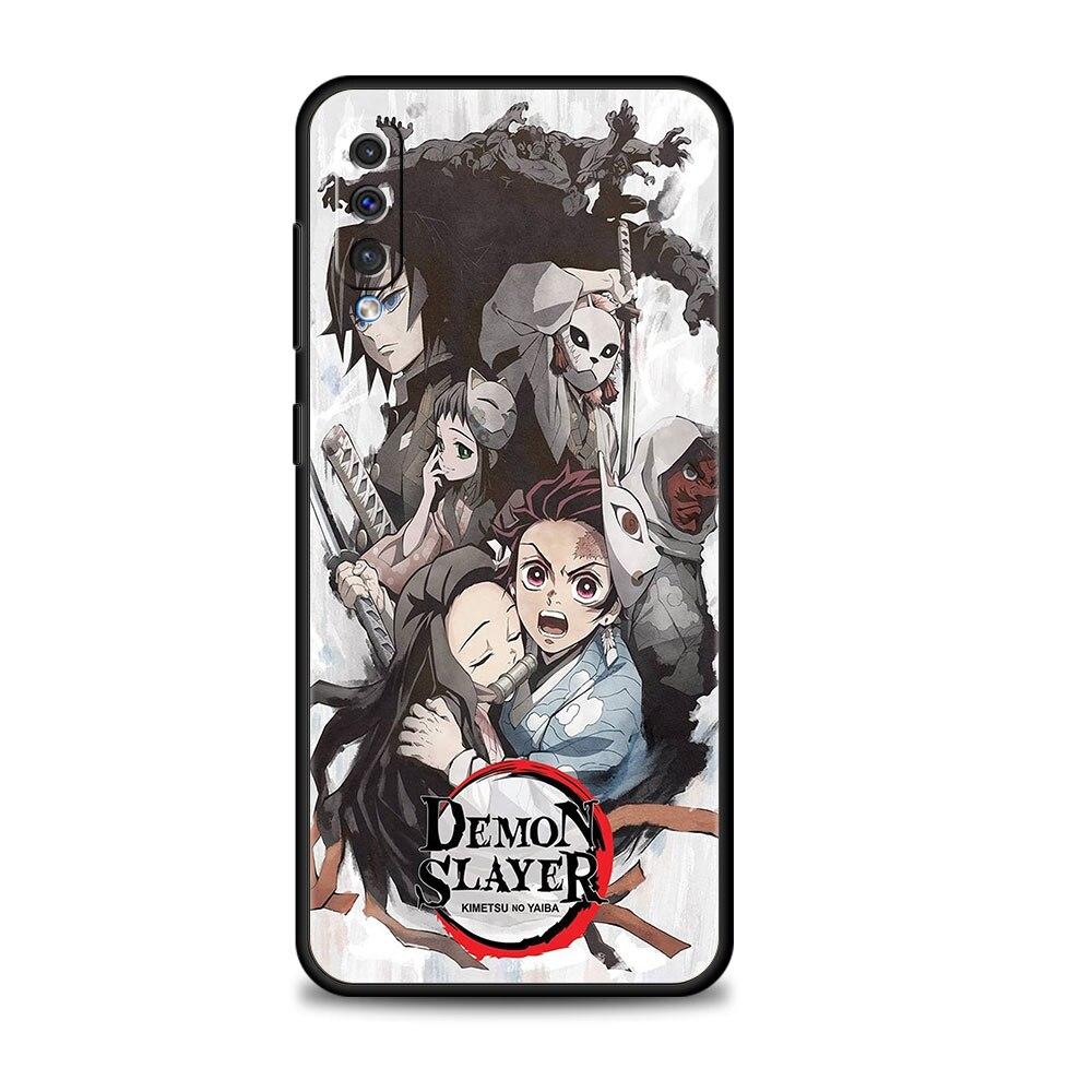 Demon Slayer Kimetsu No Yaiba Coque dla Samsung Galaxy A10s A40 A30 A20e A70 A10 Note 20 Ultra 10 A20s A50 Czarny Telefon komórkowy