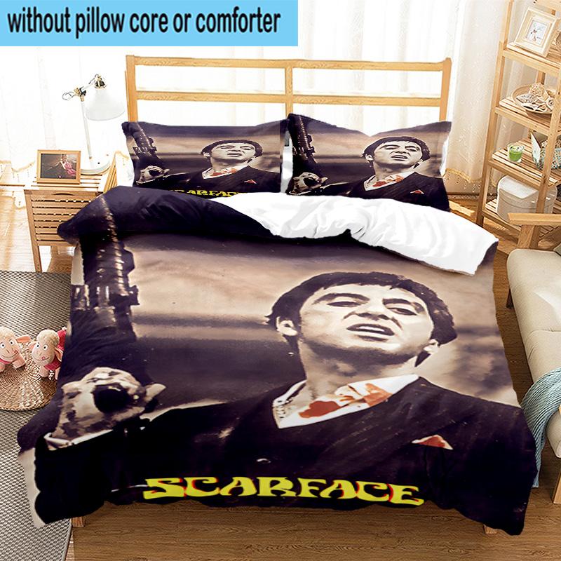 3PCS Scarface: Urban Art 3pcs Bedding,Including 3PCS Duvet Cover And 2pcs Pillowcases Perfect for Christmas,Ideal for Bedroom, Dormitory