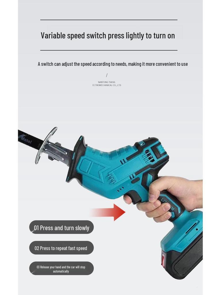 Rechargeable Lithium Reciprocating Saw - Portable Electric Wood and Felling Chainsaw