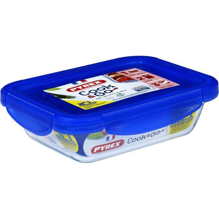 Boîtes de conservation rectangulaires - PYREX - Cook & Go - Lot de 3 - Verre borosilicate - Couvercles étanches