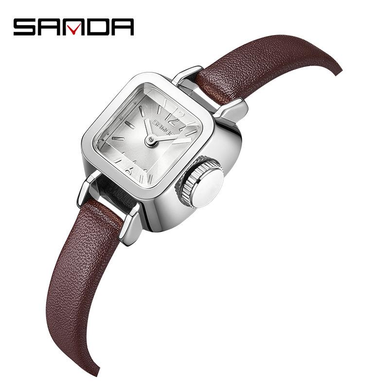 Sanda Women's Retro Square Waterproof Quartz Watch - Elegant and Fashionable